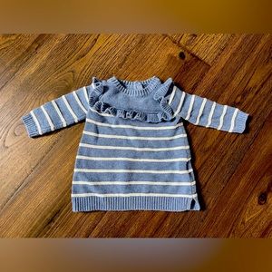 Baby Gap Blue & White Striped Sweater Dress, 3-6 months